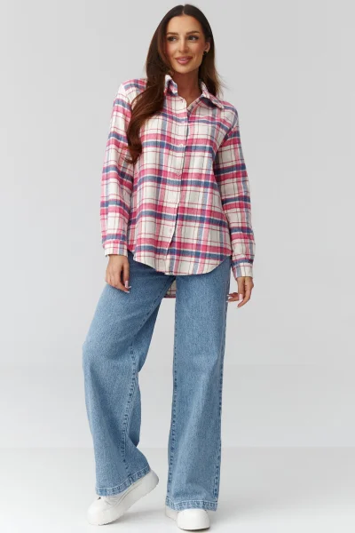 Dámská košile 7 C35 - bílo-růžová - Bílo-růžová