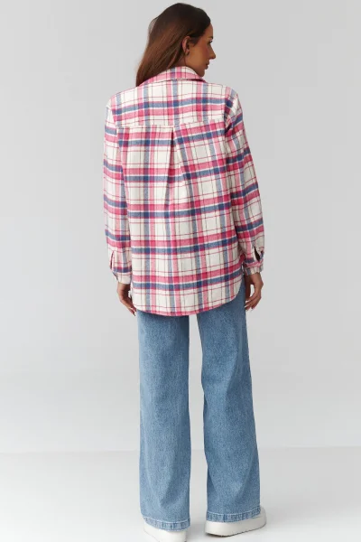 Dámská košile 7 C35 - bílo-růžová - Bílo-růžová