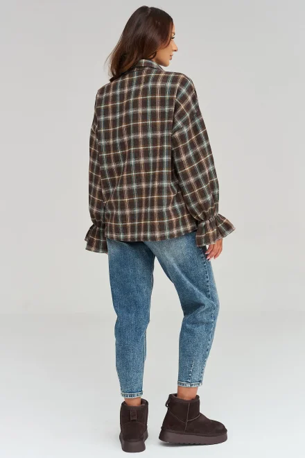 Dámská košile s volány 3 C98 - hnědá - Hnědá