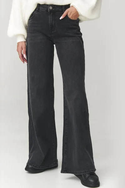 Dámské baggy džíny C26 - černé, široké nohavice - Černá