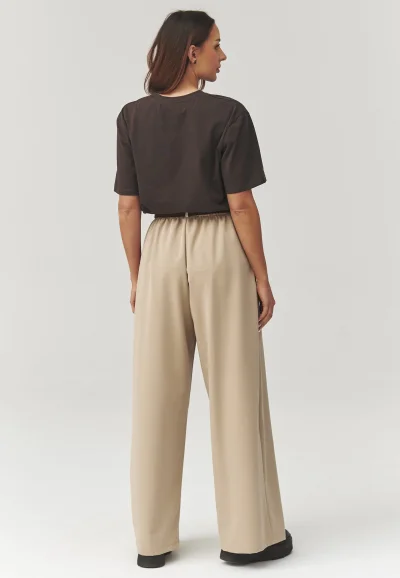 Dámské široké kalhoty C34 - béžové - Béžová