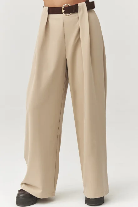 Dámské široké kalhoty C34 - béžové - Béžová