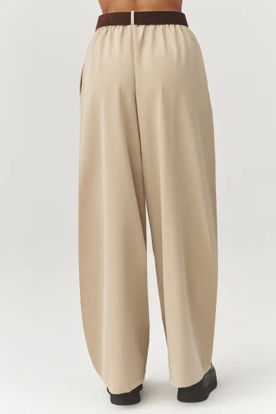 Dámské široké kalhoty C34 - béžové - Béžová