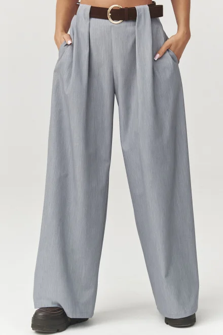 Dámské široké kalhoty C34 - šedé - Šedá