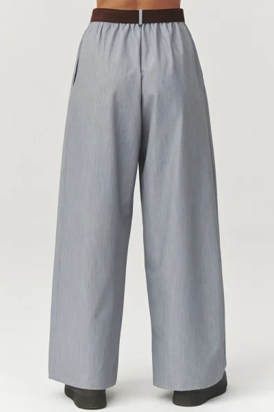 Dámské široké kalhoty C34 - šedé - Šedá