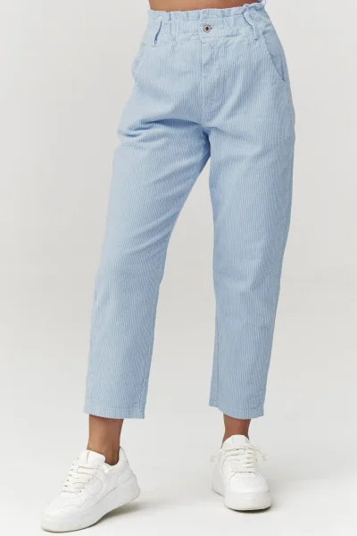 Dámské manšestrové kalhoty C33 - sv. modré - Světle modrá