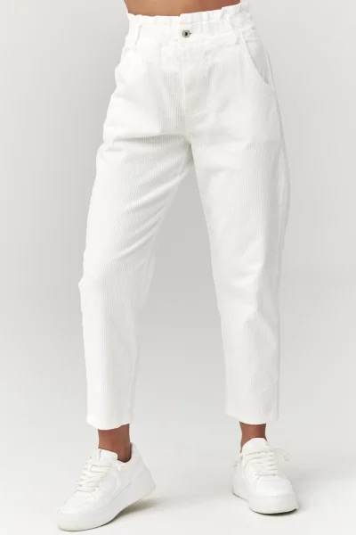 Dámské manšestrové kalhoty C33 - ecru - Ecru