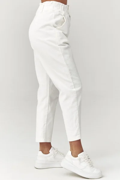 Dámské manšestrové kalhoty C33 - ecru - Ecru