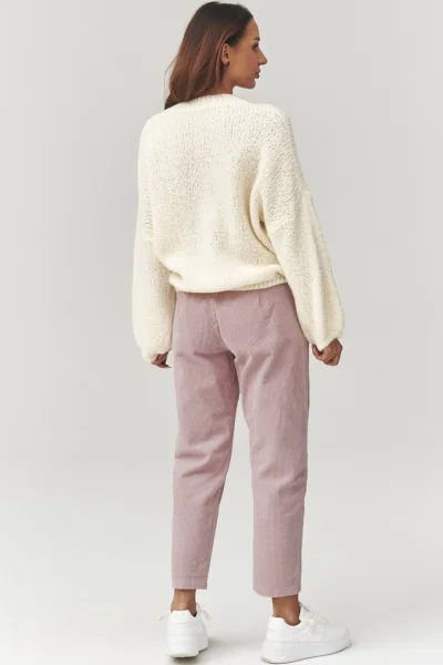 Dámské manšestrové kalhoty C33 - sv. růžové - Světle růžová