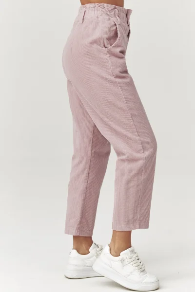 Dámské manšestrové kalhoty C33 - sv. růžové - Světle růžová