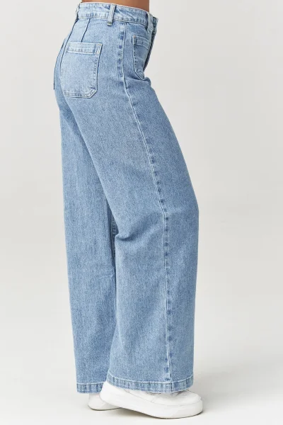 Dámské džíny C32 - široké nohavice - Modrá