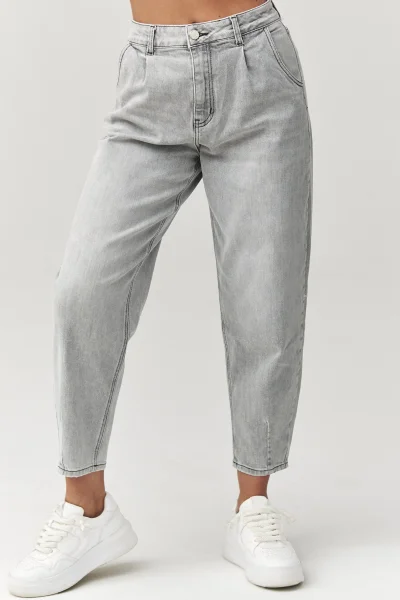 Dámské mom fit džíny C31 - sv. šedé - Světle šedá