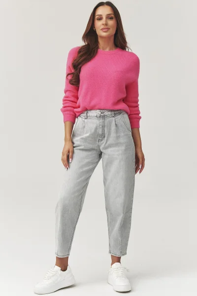 Dámské mom fit džíny C31 - sv. šedé - Světle šedá