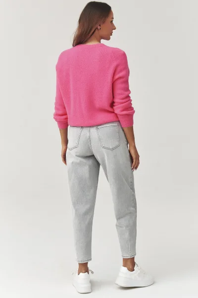 Dámské mom fit džíny C31 - sv. šedé - Světle šedá