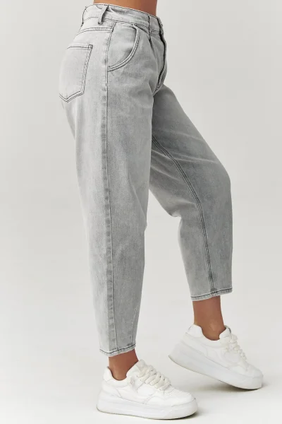 Dámské mom fit džíny C31 - sv. šedé - Světle šedá