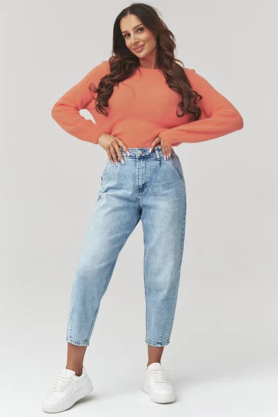 Dámské mom fit džíny C31 - sv. modré - Světle modrá