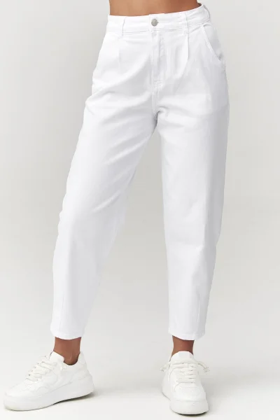 Dámské mom fit džíny C31 - bílé - Bílá