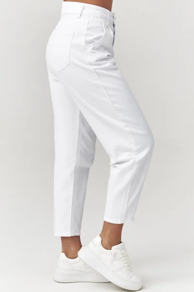 Dámské mom fit džíny C31 - bílé - Bílá