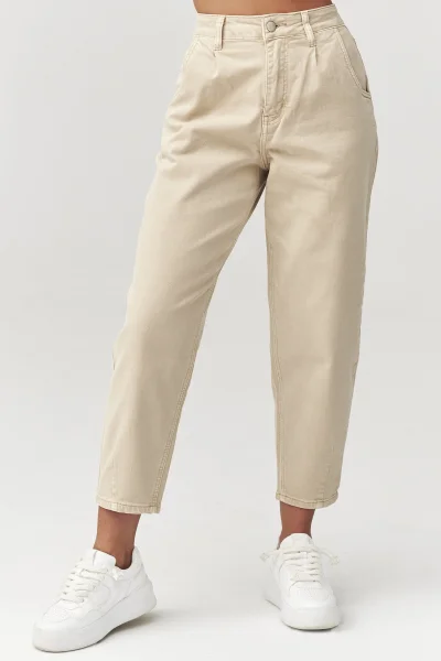 Dámské mom fit džíny C31 - béžové - Béžová