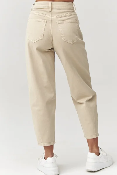 Dámské mom fit džíny C31 - béžové - Béžová