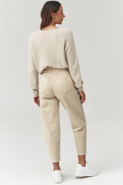 Dámské mom fit džíny C31 - béžové - Béžová