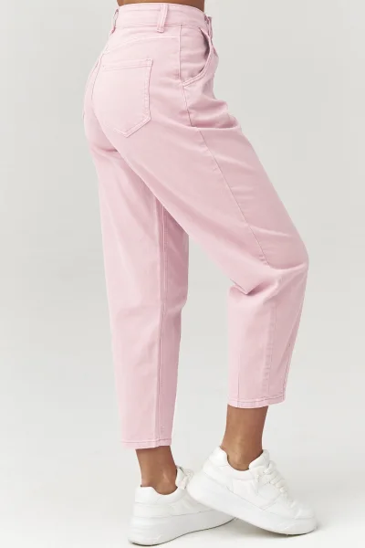 Dámské mom fit džíny C31 - pudrově růžové - Pudrově růžová