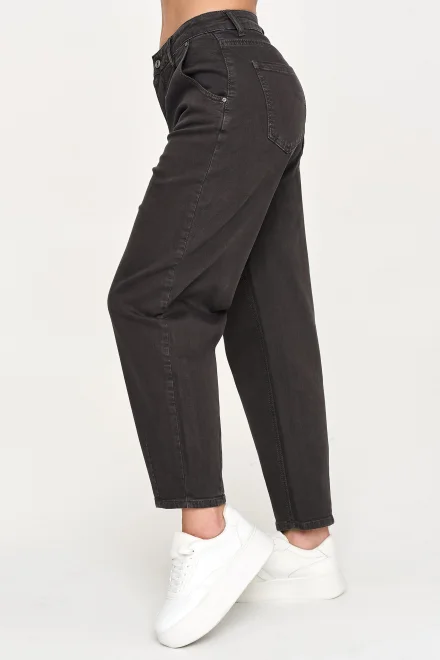 Dámské mom fit džíny C31 - tm. šedé - Tmavě šedá