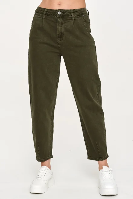 Dámské mom fit džíny C31 - khaki - Khaki