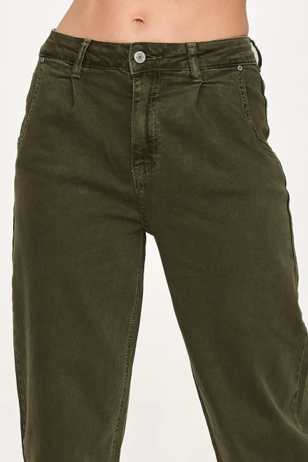 Dámské mom fit džíny C31 - khaki - Khaki
