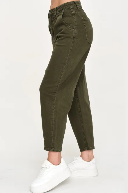 Dámské mom fit džíny C31 - khaki - Khaki