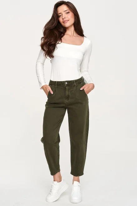 Dámské mom fit džíny C31 - khaki - Khaki