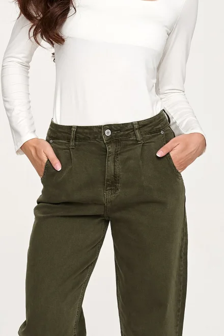 Dámské mom fit džíny C31 - khaki - Khaki