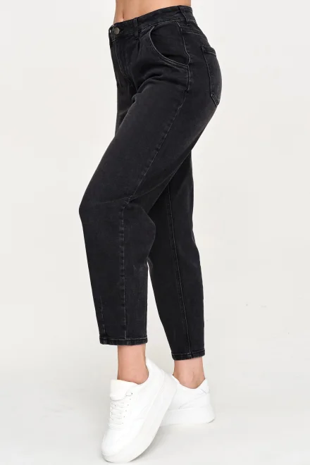 Dámske mom fit džínsy C85 - čierne - Čierna