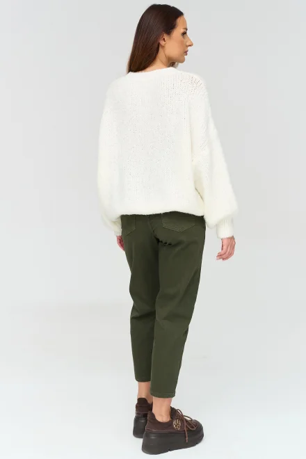 Dámské mom fit džíny s páskem C91 - khaki - Khaki