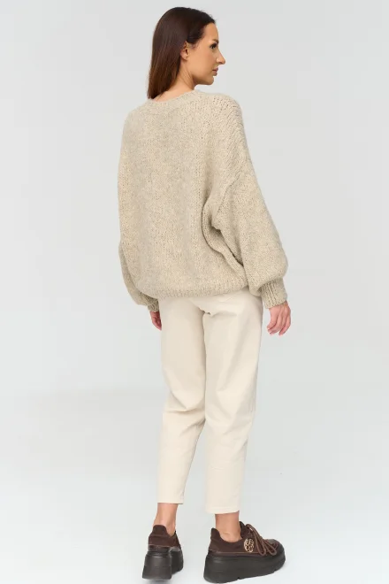 Dámské mom fit kalhoty s páskem C107 - sv. béžové - Světle béžová