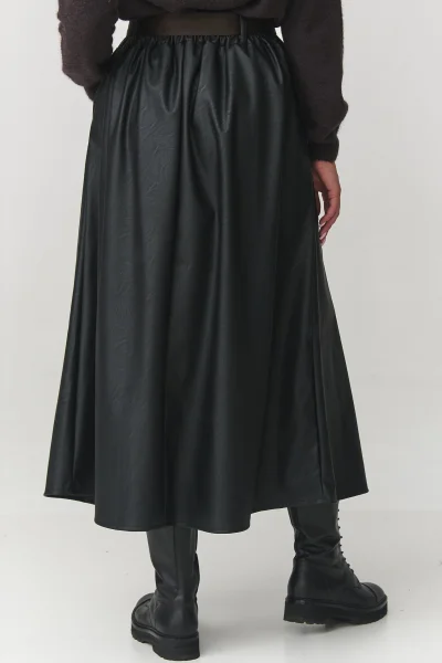 Dlouhá sukně z ekokůže C16 - černá - Černá