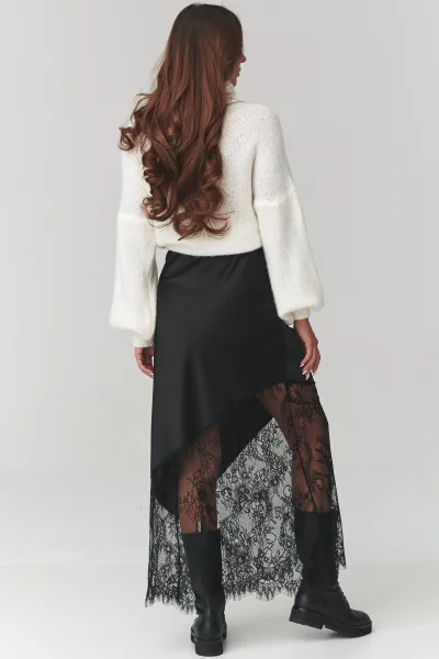 Dlouhá sukně s krajkou C22 - černá - Černá