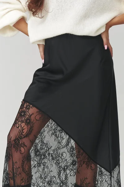 Dlouhá sukně s krajkou C22 - černá - Černá