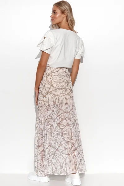 Dlouhá sukně s rozparkem M801 - béžová - Béžová