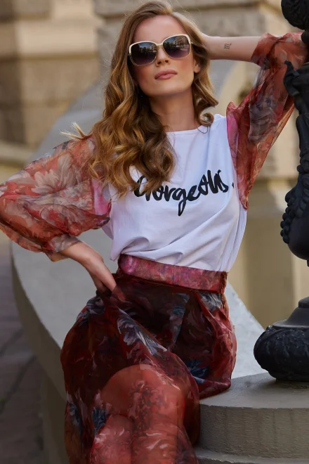 Dlouhá tylová sukně L19 - bordó - Bordó