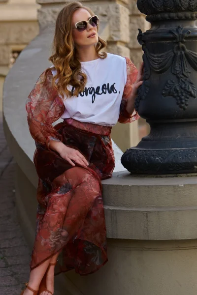 Dlouhá tylová sukně L19 - bordó - Bordó