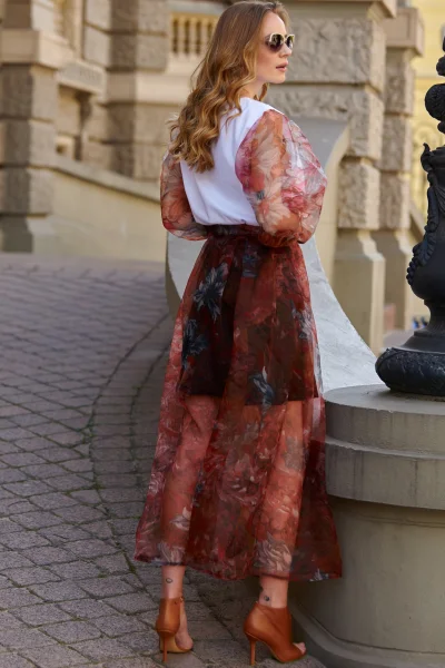 Dlouhá tylová sukně L19 - bordó - Bordó