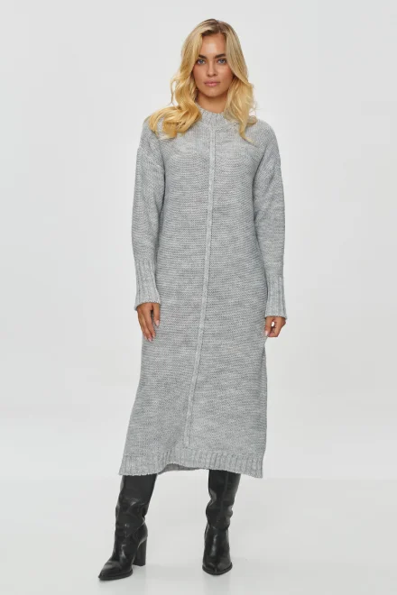 Dlouhý dámský oversize svetr S147 - sv. šedá - Světle šedá