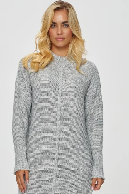 Dlhý dámsky oversize sveter S147 - sv. sivá - Svetlosivá