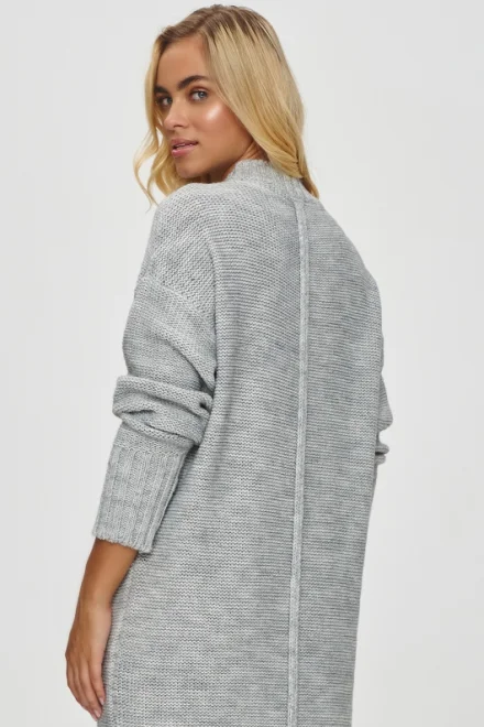 Dlhý dámsky oversize sveter S147 - sv. sivá - Svetlosivá