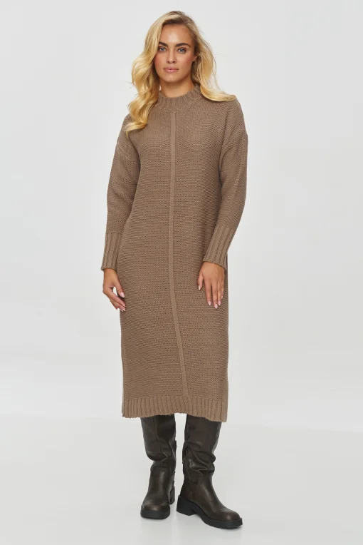 Dlhý dámsky oversize sveter S147 Cappuccino