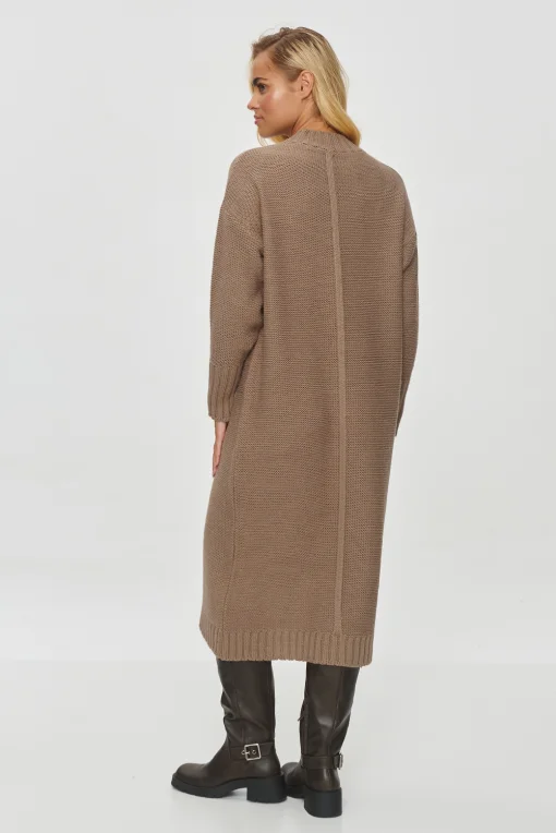 Dlhý dámsky oversize sveter S147 Cappuccino