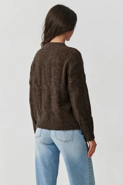 DARBRO Dámský svetr S169 tmavě hnědý - Tmavě hnědá