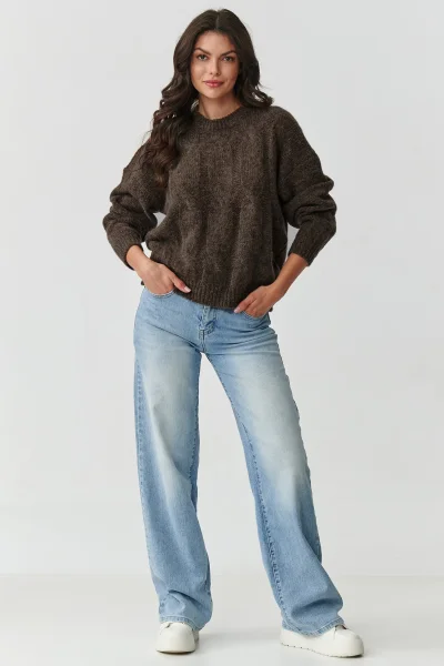 DARBRO Dámský svetr S169 tmavě hnědý - Tmavě hnědá