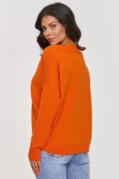 Dámský svetr S158 oranžový - Oranžová